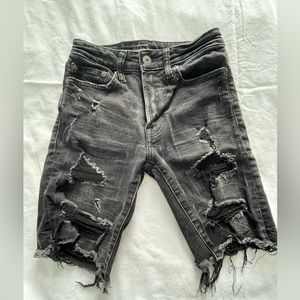 American Eagle Black Ripped Skinny Jean Shorts.  Men’s size 26 waist.  EUC